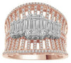 ESTATE LARGE 1.50CT DIAMOND 18K YELLOW & ROSE GOLD 3D BAGUETTE ANNIVERSARY RING