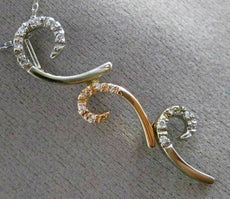 ESTATE .15CT DIAMOND 14KT WHITE & ROSE GOLD 3D FLORAL LEAF HANGING PENDANT CHAIN