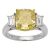 EXTRA LARGE 5.04CT WHITE & FANCY YELLOW DIAMOND 18KT 2 TONE GOLD ENGAGEMENT RING