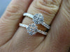 ESTATE .84CT DIAMOND 18KT WHITE & ROSE GOLD 3D DOUBLE FLOWER CLUSTER FUN RING