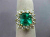 ESTATE LARGE 5.36CT DIAMOND & AAA EMERALD 18K YELLOW GOLD FLOWER ENGAGEMENT RING