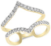 ESTATE WIDE .50CT DIAMOND 14KT YELLOW GOLD 3D DOUBLE V BUTTERFLY FUN RING