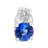 1.55CT DIAMOND & AAA SAPPHIRE14K WHITE GOLD ROUND DOUBLE SOLITAIRE STUD EARRINGS