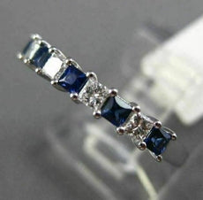 ESTATE .51CT DIAMOND & SAPPHIRE 18KT WHITE GOLD SQUARE WEDDING ANNIVERSARY RING