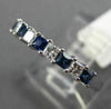 ESTATE .51CT DIAMOND & SAPPHIRE 18KT WHITE GOLD SQUARE WEDDING ANNIVERSARY RING