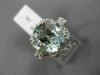 LARGE 4.05CT DIAMOND & AAA OVAL AQUAMARINE 14K WHITE GOLD FLOWER ENGAGEMENT RING