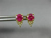 ANTIQUE 1.20CT DIAMOND & AAA RUBY 14KT YELLOW GOLD CLUSTER STUD EARRINGS #18909