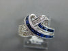 1.49CT DIAMOND & AAA SAPPHIRE 14KT WHITE GOLD 3D ROUND & BAGUETTE LOVE KNOT RING