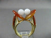 ANTIQUE WIDE 14KT YELLOW GOLD ONYX & WHITE QUARTZ DOUBLE EYE LUCKY RING #22336