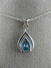 1.48CT DIAMOND & AAA PEAR SHAPE BLUE TOPAZ 14KT WHITE GOLD 3D TEAR DROP PENDANT