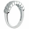 ESTATE WIDE .82CT DIAMOND 18K WHITE GOLD THREE ROW SEMI WEDDING ANNIVERSARY RING
