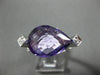 ESTATE LARGE 6.31CT DIAMOND & AMETHYST 14KT WHITE GOLD PEAR SHAPE FILIGREE RING