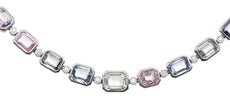 45.93CT DIAMOND & AAA MULTI COLOR SAPPHIRE 18KT WHITE GOLD BEZEL TENNIS NECKLACE