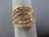 ESTATE LARGE 1CT DIAMOND 14KT ROSE GOLD MULTI ROW INFINITY CRISS CROSS LOVE RING