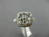 ESTATE WIDE .36CT DIAMOND 14K WHITE GOLD 3D SQURE HALO SEMI MOUNT ENGAGMENT RING