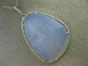 ESTATE LARGE .30CT DIAMOND & AAA BLUE CHALCEDONY 14KT WHITE GOLD 3D LOVE PENDANT