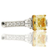ESTATE LARGE 2.35CT WHITE & FANCY YELLOW DIAMOND 18K 2 TONE GOLD ENGAGEMENT RING