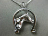 ESTATE .19CT DIAMOND 14K WHITE GOLD HORSE SHOE LUCKY FLOATING PENDANT WITH CHAIN