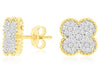 .50CT DIAMOND 14KT 2 TONE GOLD CLASSIC MULTI LEAF FILIGREE FLOWER STUD EARRINGS