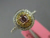 ESTATE GIA .43CT DIAMOND 18K TRI COLOR GOLD DOUBLE HALO FILIGREE ENGAGEMENT RING