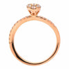ESTATE .84CT DIAMOND 18KT WHITE & ROSE GOLD SEMI ETERNITY FLOWER STACKABLE RING