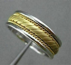 ESTATE WIDE 14KT W & Y GOLD FILIGREE ROPE DESIGN MENS WEDDING RING #ELVINA12