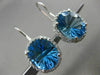 ESTATE MASSIVE 9.90CT DIAMOND & BLUE TOPAZ 14KT WHITE GOLD OVAL HANGING EARRINGS