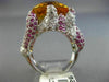 LARGE 17.10CT DIAMOND PINK SAPPHIRE & CITRINE 18KT WHITE GOLD SQUARE FLAME RING