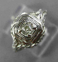 ANTIQUE WIDE .15CT OLD MINE DIAMOND 18KT WHITE GOLD SQUARE ENGAGEMENT RING 26037