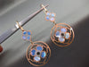 ESTATE LARGE .17CT DIAMOND & BLUE MOTHER OF PEARL 14K ROSE GOLD HANGING EARRINGS