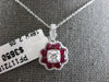 1.13CT DIAMOND & AAA RUBY 18KT WHITE GOLD ROUND FILIGREE FLOWER FLOATING PENDANT