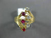 ANTIQUE WIDE .42CT DIAMOND & RUBY 14K YELLOW GOLD FILIGREE COCKTAIL RING #21467
