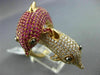 EXTRA LARGE 5.35CT DIAMOND & AAA PINK RUBY 18K ROSE GOLD DOUBLE DOLPHIN FUN RING