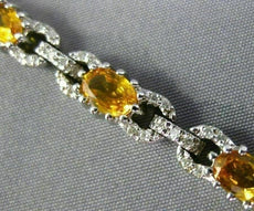 ESTATE 7.10CT DIAMOND & YELLOW SAPPHIRE 14KT WHITE GOLD 3D LOVE TENNIS BRACELET