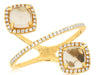 1.65CT DIAMOND & AAA MORGANITE 14KT YELLOW GOLD CUSHION & ROUND CRISS CROSS RING