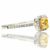 ESTATE .53CT WHITE & FANCY YELLOW DIAMOND 18K 2 TONE GOLD SQUARE ENGAGEMENT RING