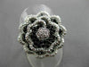 ESTATE MASSIVE .72CTW BLACK & WHITE DIAMOND 18KT WHITE GOLD 3D FLOWER RING