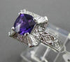 ESTATE 2.48CT DIAMOND & AAA AMETHYST 14KT WHITE GOLD 3D FILIGREE ENGAGEMENT RING