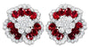 ESTATE LARGE 14CT DIAMOND & AAA RUBY PLATINUM OVAL & ROUND FLOWER STUD EARRINGS