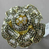 ESTATE MASSIVE 3.66CTW FANCY MULTI COLOR DIAMOND 18KT YELLOW GOLD 3D FLOWER RING
