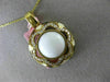 ESTATE LARGE .55CT DIAMOND & WHITE AGATE 14KT YELLOW GOLD FLOWER ENAMEL PENDANT