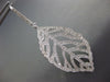 ESTATE EXTRA LARGE 3.05CT DIAMOND 18KT WHITE GOLD 3D LEAF HANGING EARRINGS