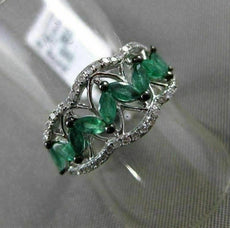 ANTIQUE WIDE 1.13CT DIAMOND & AAA EMERALD 14KT YELLOW GOLD 3D ZIG ZAG FUN RING
