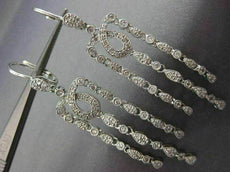 ESTATE LARGE 1.13CT DIAMOND 18KT WHITE GOLD MILGRAIN LEVERBACK HANGING EARRINGS