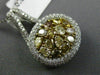 ESTATE 2.92CT MULTI COLOR FANCY DIAMOND 18K WHITE GOLD OVAL HALO PENDANT & CHAIN