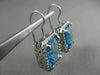ESTATE LARGE 16.48CT DIAMOND BLUE TOPAZ 14KT GOLD HALO FILIGREE HANGING EARRINGS