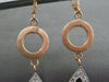 ESTATE LARGE .46CT DIAMOND 14KT WHITE & ROSE GOLD 3D PEAR DROP HANGING EARRINGS