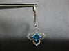 .87CT DIAMOND & AAA BLUE TOPAZ 14KT WHITE GOLD PRINCESS & ROUND HANGING EARRINGS