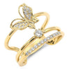 ESTATE WIDE .28CT DIAMOND 18KT YELLOW GOLD 3D BUTTERFLY SOLITAIRE LOVE RING