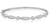 1.58CT DIAMOND 14K WHITE GOLD 3D ROUND FLOWER SEMI ETERNITY CUFF BANGLE BRACELET